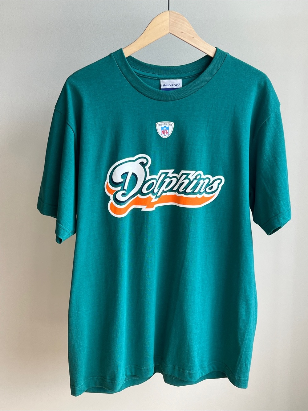 Reebok Teal Dolphins Script Logo Tee